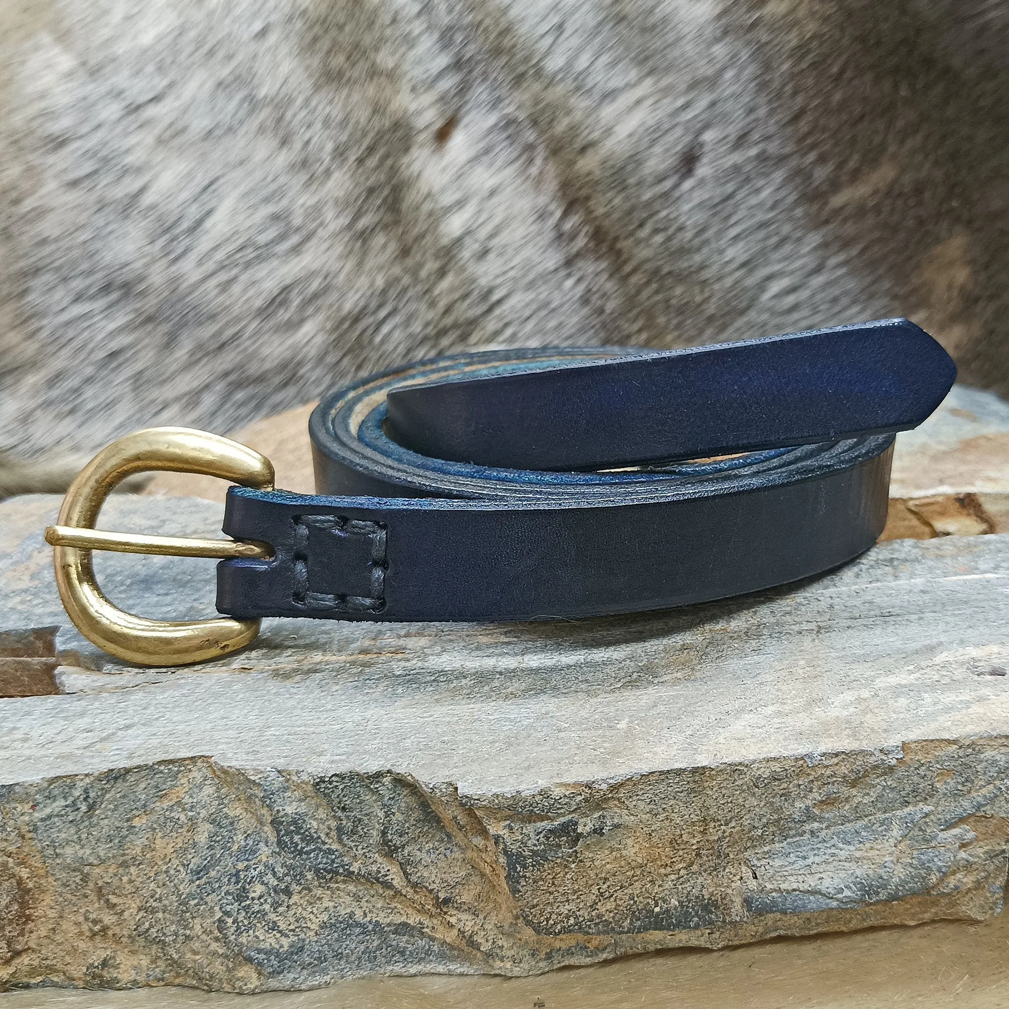 Leather Viking Belt with Brass Buckle