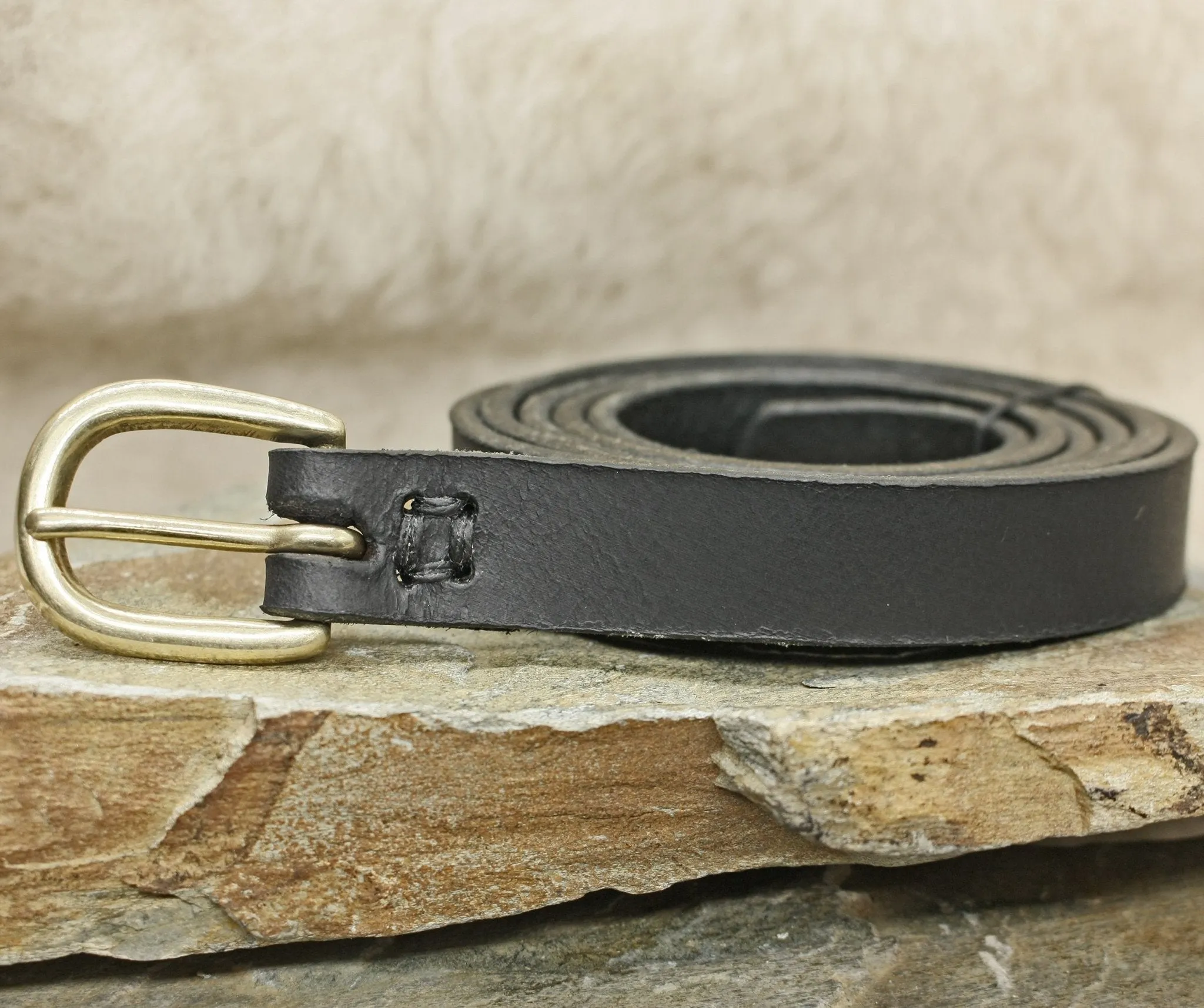 Leather Viking Belt with Brass Buckle