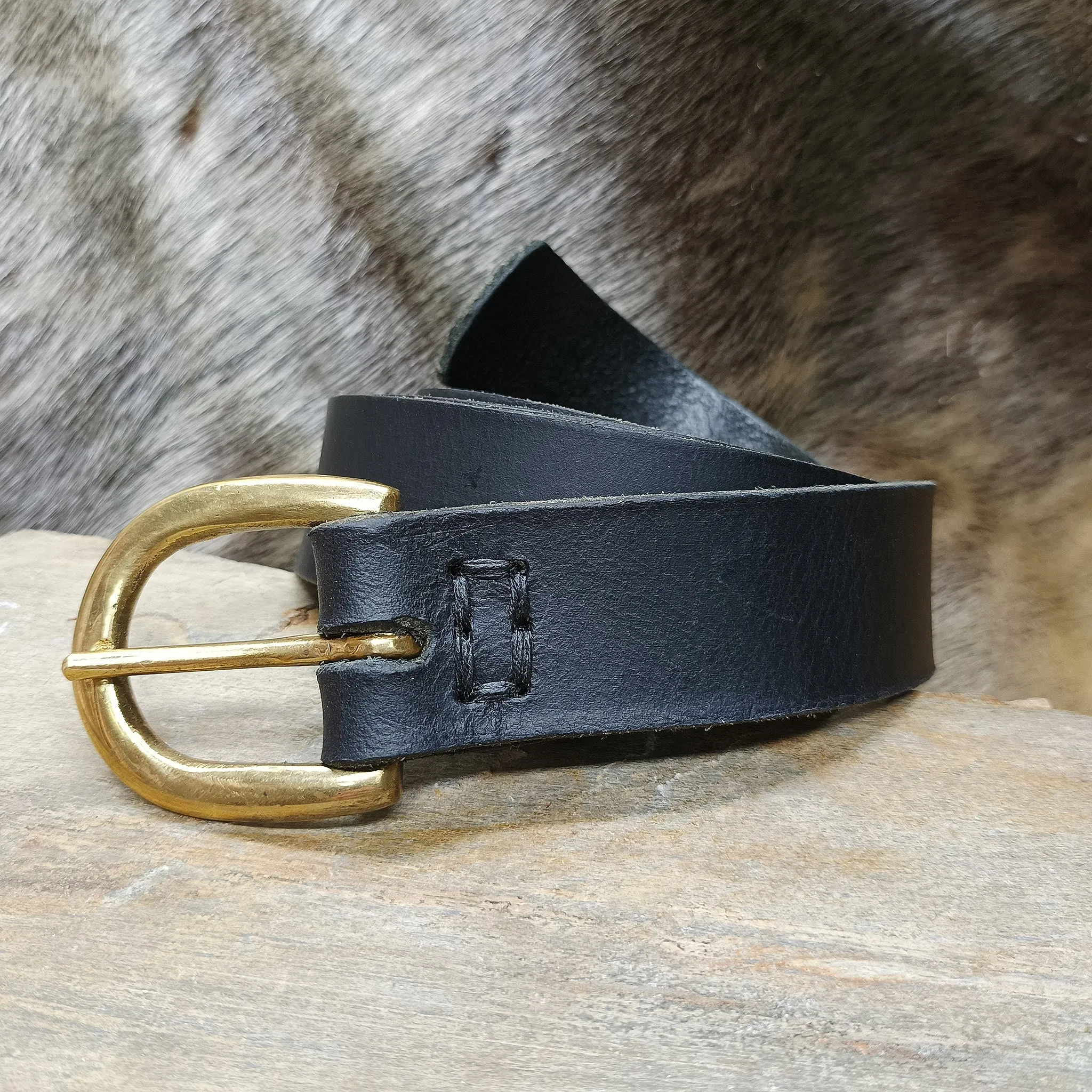 Leather Viking Belt with Brass Buckle