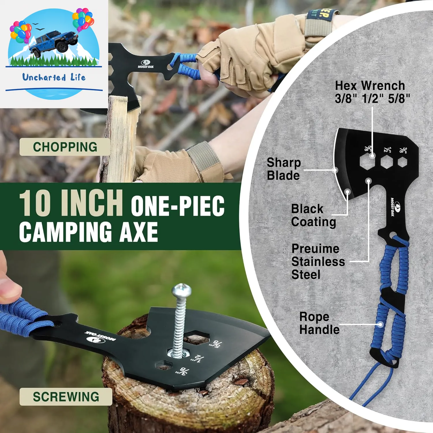 Mossy Oak 15-Piece Camping Tools Set – Survival Gear for Outdoors