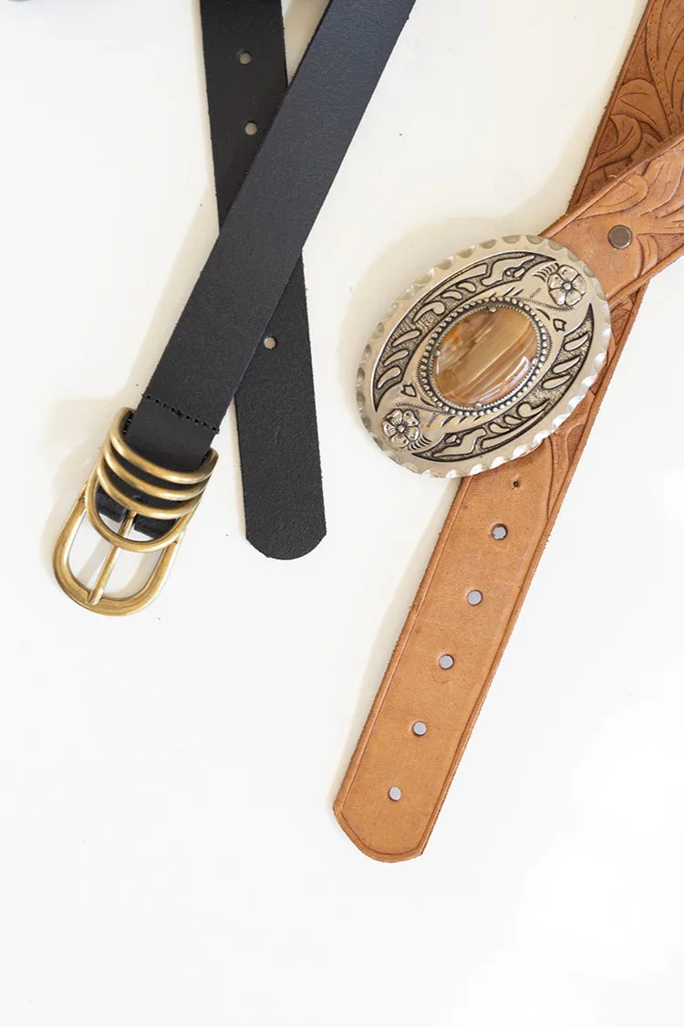 Multi D-Ring Genuine Leather Belt
