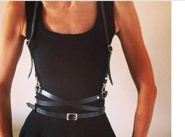 New sexy women men Leather belts slim Body Bondage Cage Sculpting fashion Punk Harness Waist Straps Suspenders Belt accessories