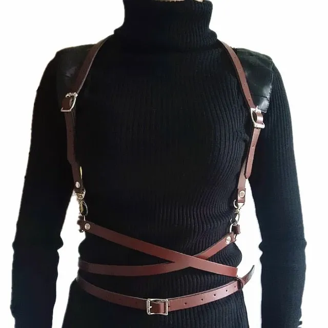 New sexy women men Leather belts slim Body Bondage Cage Sculpting fashion Punk Harness Waist Straps Suspenders Belt accessories