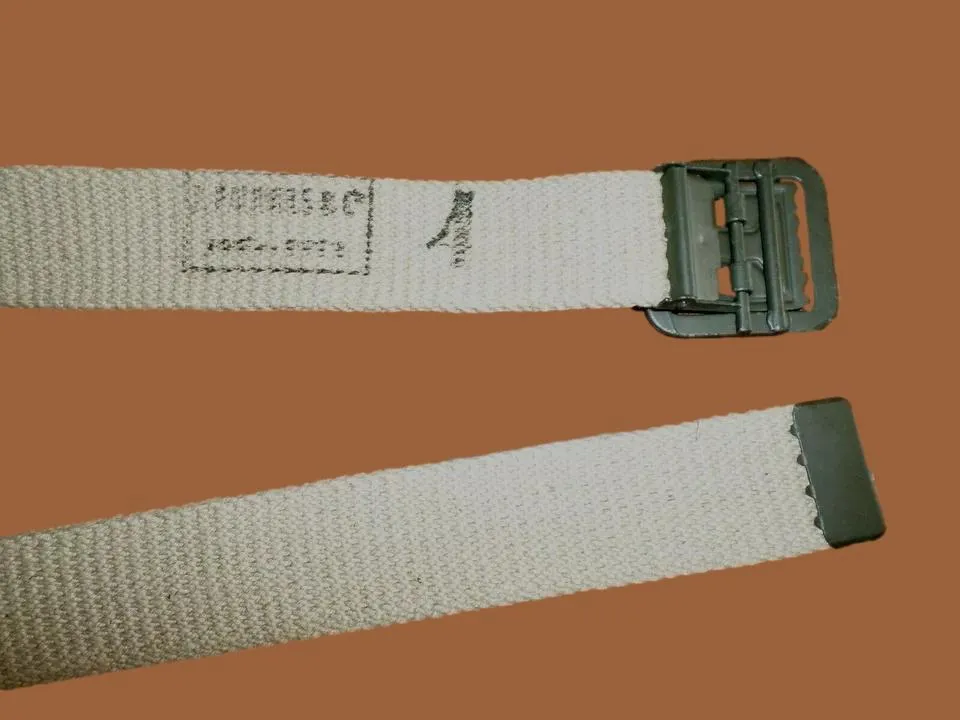 ORIGINAL FRENCH MILITARY ISSUE KHAKI WEB BELT WITH OPEN FACE BUCKLE