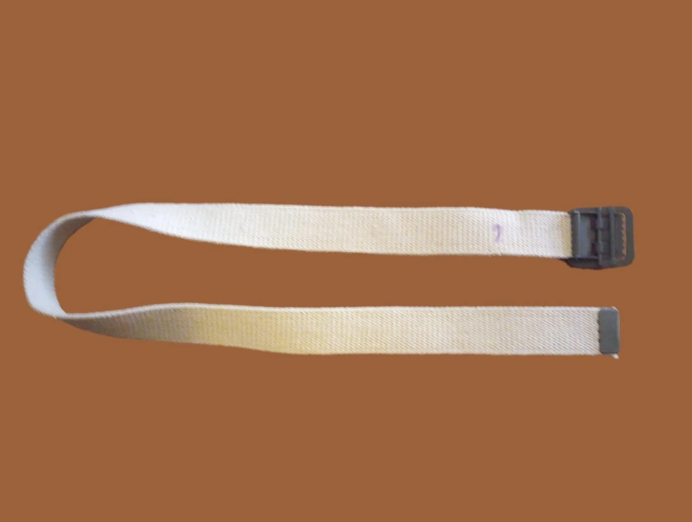 ORIGINAL FRENCH MILITARY ISSUE KHAKI WEB BELT WITH OPEN FACE BUCKLE