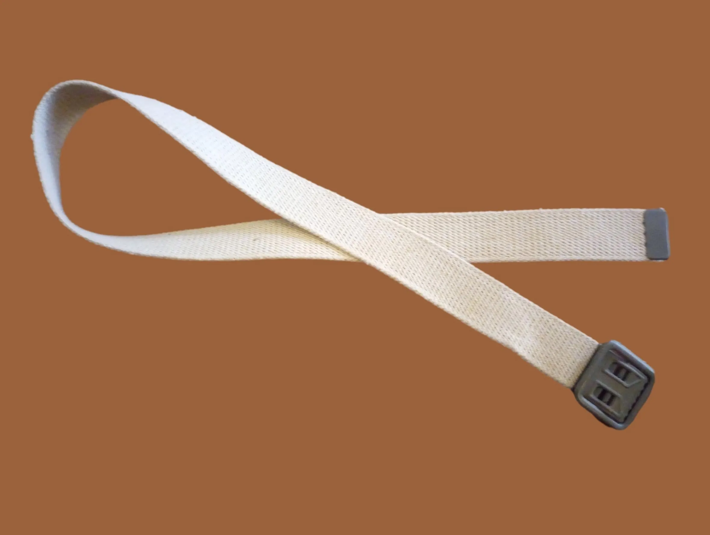 ORIGINAL FRENCH MILITARY ISSUE KHAKI WEB BELT WITH OPEN FACE BUCKLE