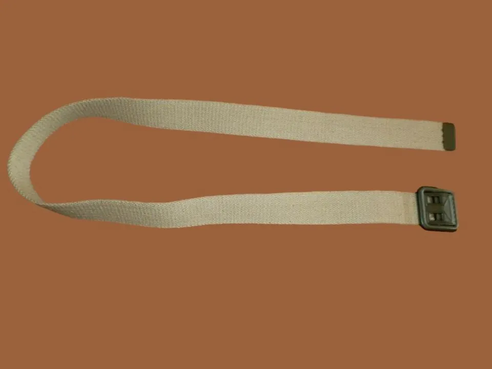 ORIGINAL FRENCH MILITARY ISSUE KHAKI WEB BELT WITH OPEN FACE BUCKLE