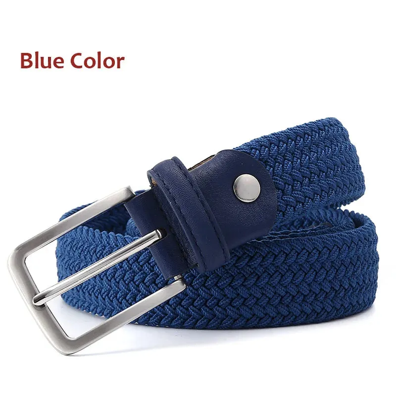 Stretch Canvas Leather Belts for Men Female Casual Knitted Woven Military Tactical Strap Male Elastic Belt for Pants Jeans