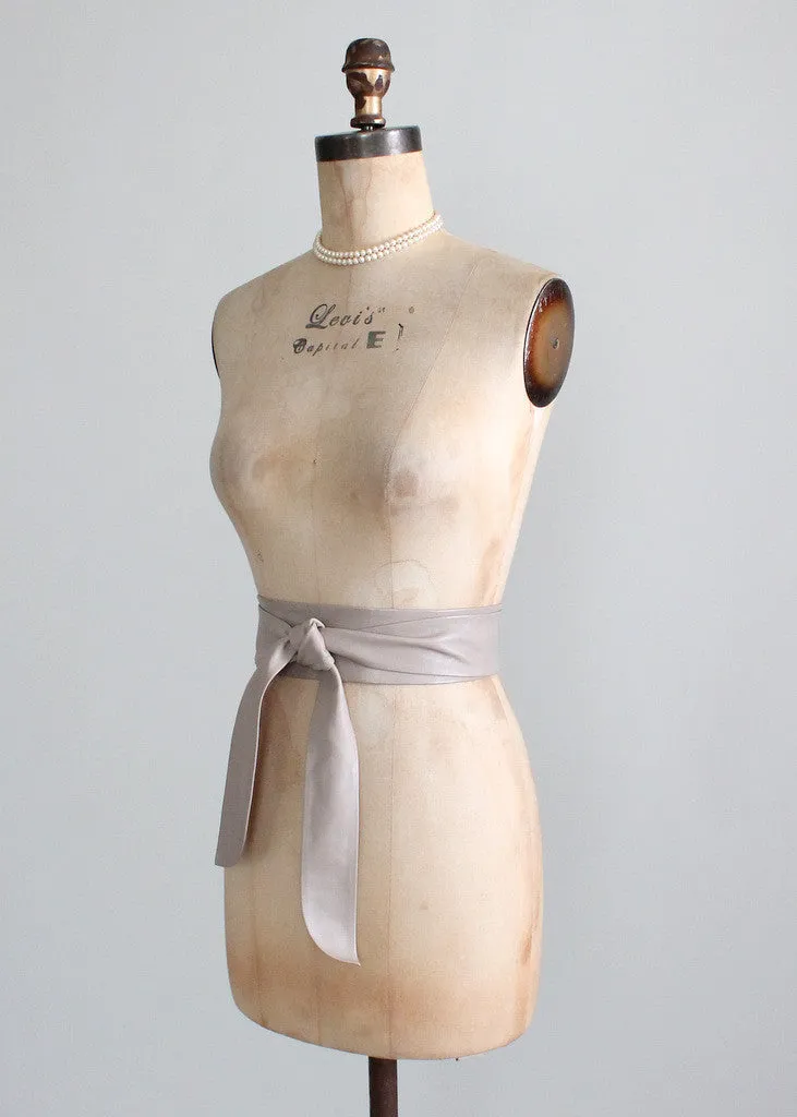 Vintage 1980s Taupe Leather Wrap Belt