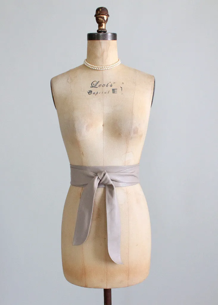 Vintage 1980s Taupe Leather Wrap Belt
