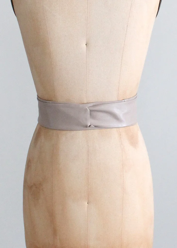 Vintage 1980s Taupe Leather Wrap Belt