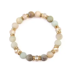Warm Colored Rondelle Glass Beads Stretch Bracelet