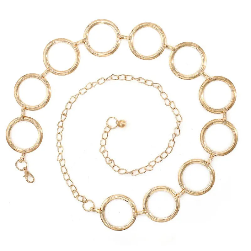 Women's Circle Metal Waist Chain Belt for Dress